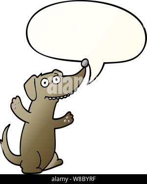 cartoon dog with speech bubble in smooth gradient style Stock Vector