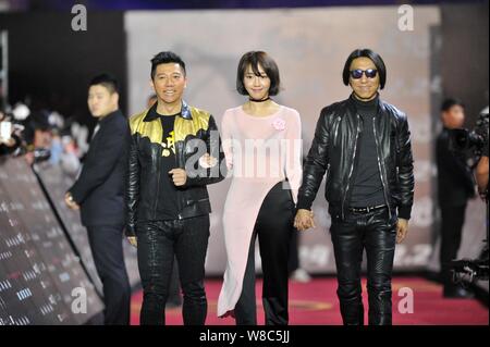Chen Yufan, right, of Chinese band Yuquan and his actress wife Bai ...