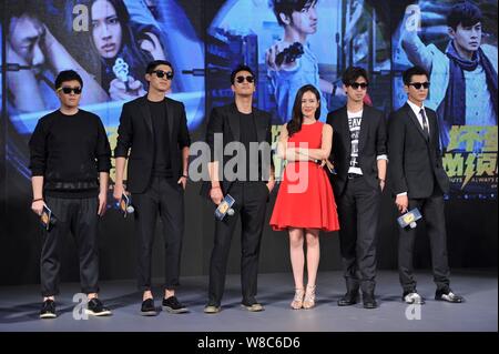 (From left) Chinese actors Ding Wenbo and Yang Xuwen, South Korean actor Shin Hyun-joon and actress Son Ye-jin, Taiwanese actor Chen Bo-lin and Chines Stock Photo