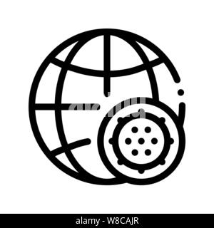 Microscopic Bacterium And Planet Vector Sign Icon Stock Vector