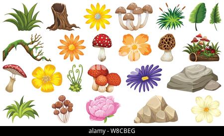 Large group of isolated objects theme - nature illustration Stock Vector