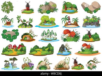 Large group of isolated objects theme - nature illustration Stock Vector