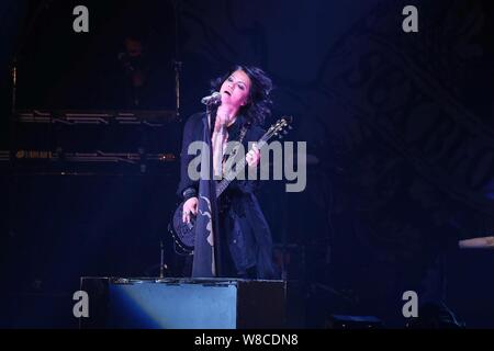 Japanese band VAMPS performs at the 'Japan Night' concert in Taipei, Taiwan, 23 May 2015. Stock Photo