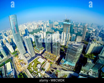 Aerial view of Nanshan district, Shenzhen city, south China's Guangdong province, 17 January 2015. Stock Photo