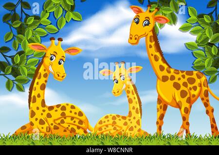 Giraffes in woods scene illustration Stock Vector Image & Art - Alamy