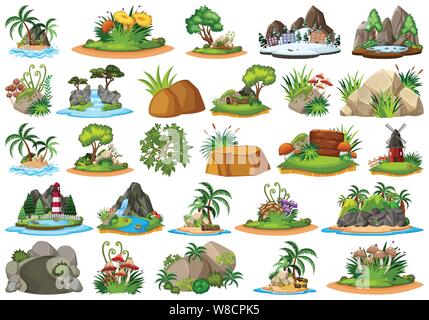 Large group of isolated objects theme - nature illustration Stock Vector