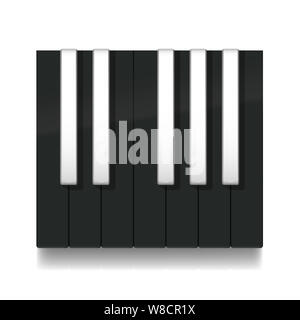 Reverse piano keys. One octave on a keyboard with inverse black and white keys. Illustration on white background. Stock Photo