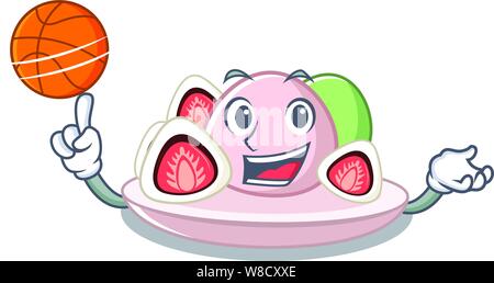 With basketball ichigo daifuku in the character fridge Stock Vector