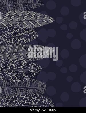 Vector background with boho style feathers and room for text Stock Vector