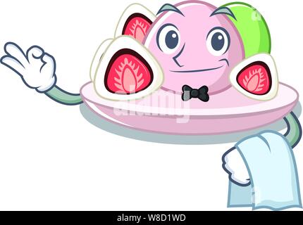 Waiter ichigo daifuku isolated in the cartoon Stock Vector