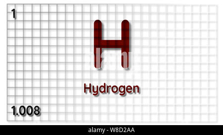 Hydrogen chemical element  atomic data and symbol illustration backdrop Stock Photo