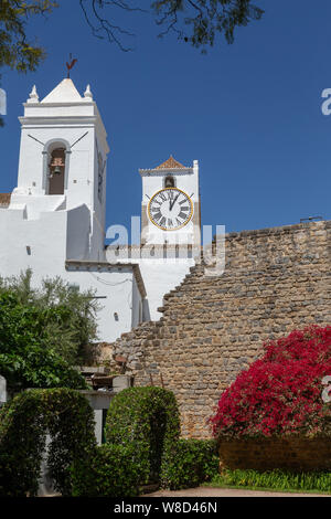 The church Igreja de Santa Maria do Castelo in the old town of Tavira, Algarve, Portugal. Stock Photo