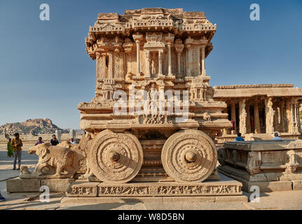 the famous Garuda stone chariot in Vitthala temple, Hampi, UNESCO world ...