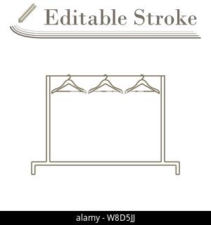 Clothing Rail With Hangers Icon. Editable Stroke Simple Design. Vector Illustration. Stock Vector
