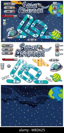 Game template with aliens in dark space illustration Stock Vector Image ...