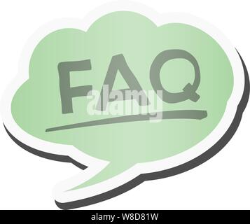 FAQ in green colored comic speech bubble vector illustration Stock Vector