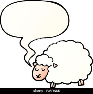 cartoon sheep with speech bubble in smooth gradient style Stock Vector