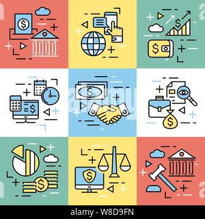 start up, teamwork, cooperation business, idea, brain storm vector flat line icons set Stock Vector