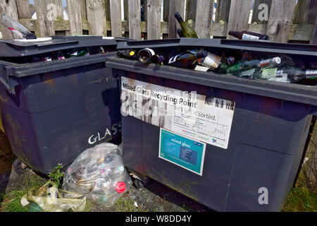 Full recycling bins Stock Photo