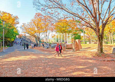 Osaka, Japan - 21 Nov 2018 - Autumn scenery In the area around Osaka Castle Stock Photo