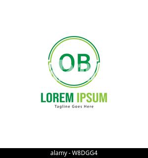 Initial OB logo template with modern frame. Minimalist OB letter logo vector illustration design Stock Vector