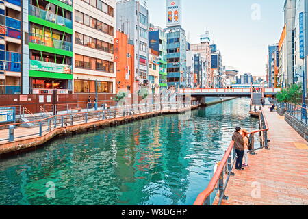 Osaka, Japan - 21 Nov 2018 - Dotonbori River in Namba, Osaka, Kansai, Japan Stock Photo