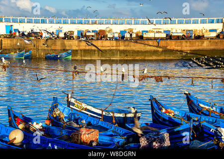 Fishing Boats, Scala Harbour, Essaouira, Morocco Stock Photo