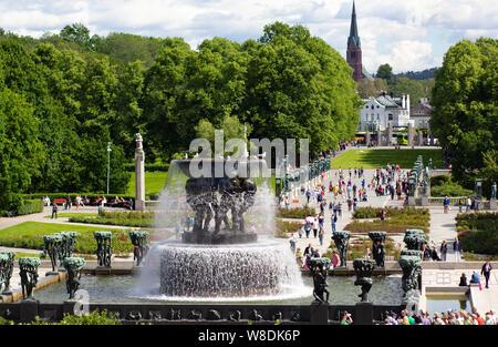 Oslo Norway - 22 june 2019: View of fountain in the Vigeland Park Stock Photo