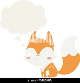 cartoon fox with thought bubble in retro style Stock Vector
