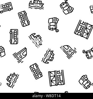Public Transport Seamless Pattern Vector Stock Vector