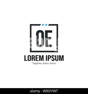 Initial OE logo template with modern frame. Minimalist OE letter logo vector illustration design Stock Vector