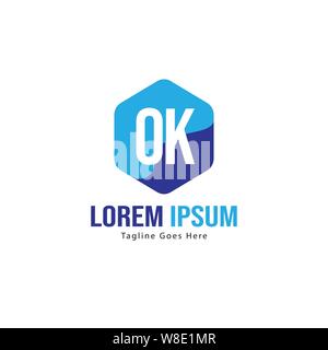 Initial OK logo template with modern frame. Minimalist OK letter logo vector illustration design Stock Vector