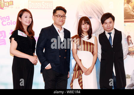 Japanese actress Kasumi Arimura, second right, attends a screening event for her new movie 'Flying Colors' in Hong Kong, China, 24 October 2015. Stock Photo