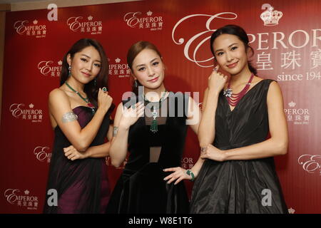 (From left) Hong Kong model and actress Michelle Wai, singer and actress Gillian Chung of Hong Kong pop duo Twins, Hong Kong model and actress Kathy Y Stock Photo