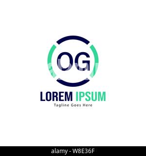 Initial OG logo template with modern frame. Minimalist OG letter logo vector illustration design Stock Vector