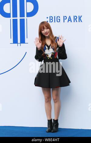 Ahn Hee-yeon, better known by her stage name Hani, of South Korean girl group EXID arrives for The Studio K fashion show during the HERA Seoul Fashion Stock Photo