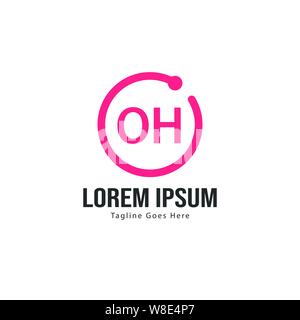 Initial OH logo template with modern frame. Minimalist OH letter logo vector illustration design Stock Vector