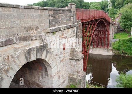 view of the Ironbridge built by Abraham Darby III, Ironbridge Gorge, Shropshire Stock Photo