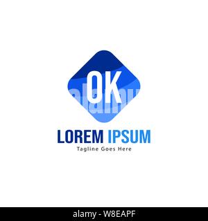 Initial OK logo template with modern frame. Minimalist OK letter logo vector illustration design Stock Vector