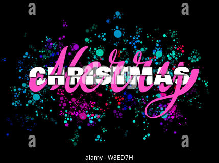Merry Christmas lettering with typography on black background Stock Photo