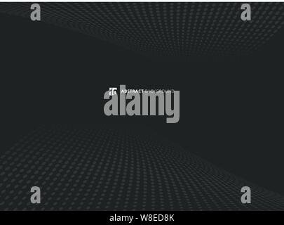 Abstract pattern dots gray color halftone perspective background. Vector illustration Stock Vector