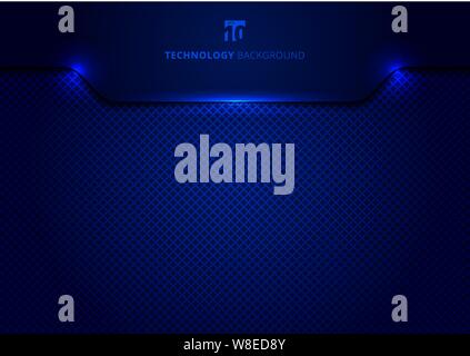 Template technology concept geometric header blue and black grid background and texture. Vector illustration Stock Vector