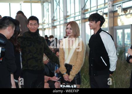 (From second left) Chinese actress Tang Yan, actor Dou Xiao, Choi Soo-young (Sooyoung) of South Korean girl group Girls' Generation and Choi Min-ho (M Stock Photo