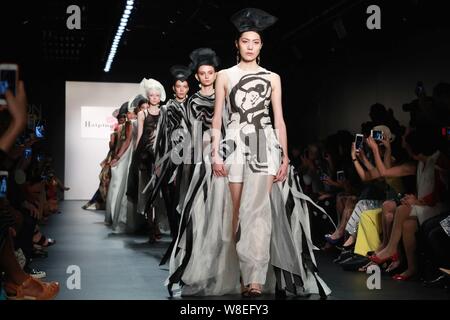Models display new creations at the Fashion Shenzhen fashion show during the New York Fashion Week Spring/Summer 2016 in New York, US, 13 September 20 Stock Photo