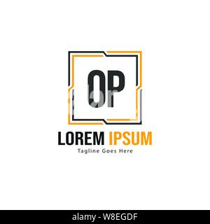 Initial OP logo template with modern frame. Minimalist OP letter logo vector illustration design Stock Vector