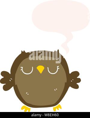 cartoon owl with speech bubble in retro style Stock Vector