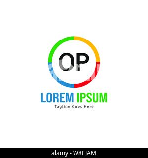 Initial OP logo template with modern frame. Minimalist OP letter logo vector illustration design Stock Vector