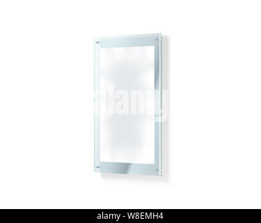 Download Blank White A3 Poster Mockup In Illuminated Glass Holder 3d Rendering Clear Transparent Acrylic Signage Mock Up Glowing Panel On Black Background Placard With Illumination Under The Glassy Plate Stock Photo