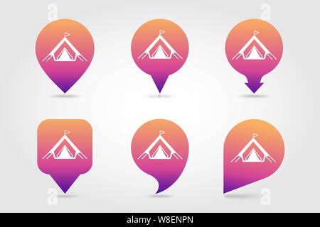 Tent vector pin map icon. Beach Map pointer. Summer Map markers. Holiday. Summertime. Vacation, eps 10 Stock Vector