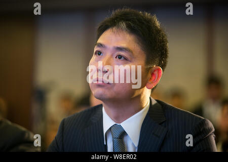 --FILE--Liu Qiangdong, Chairman and CEO of JD.com, attends the First World Internet Conference, also known as Wuzhen Summit, in Wuzhen, an ancient tow Stock Photo